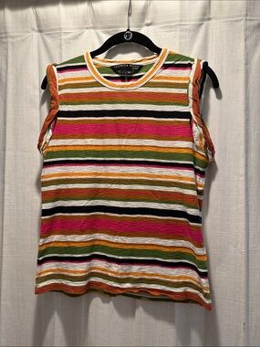 Veronica Beard Striped Sleeveless Tank in Pink, Green, Black, Cream